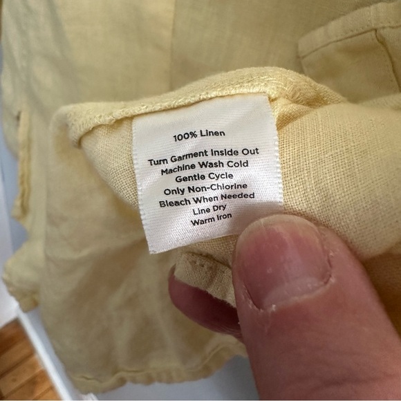 Talbots 100% Linen Button Down Shirt, Size 10 Petite, Pale Yellow - Picture 5 of 9